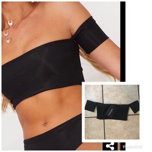 Black Bardot Sleeve Bikini Top Black Size 4 NEW